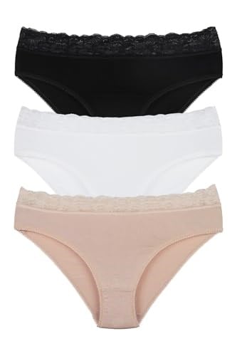 Sensu Kadın Bambu Kumaş Beli Dantelli Slip Külot 3Lü Paket Set Kts1095,Model4 M