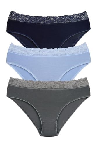 Sensu Kadın Bambu Kumaş Beli Dantelli Slip Külot 3Lü Paket Set Kts1094,Model3 M