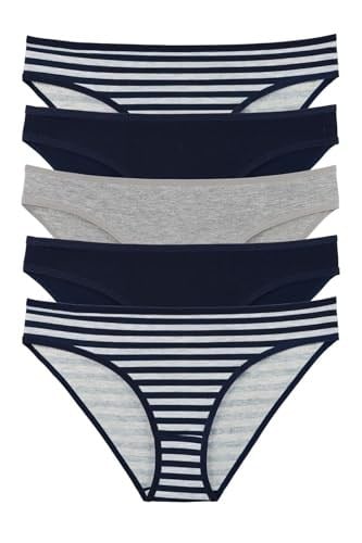 Sensu Kadın Çizgili Karışık Renkler Slip Külot 5Li Paket Set - Kts3051
