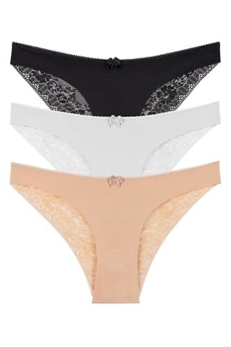 Sensu Kadın Lazer Kesim Brazilian Model Dantel Detaylı 3Lü Külot Set - Kts3106