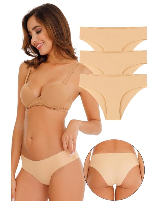 Sensu Kadın Lazer Kesim Dikişsiz Seamless Likralı Külot 3Lü Paket Set Ten - Kts2018,Ten L/Xl