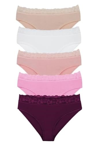 Sensu Kadın Organik Bambu Kumaş Beli Dantelli Slip Külot 5Li Paket Set - Kts3081