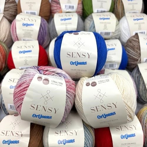 Sensy OriJeans İplik, Amigurumi Pamuk İpliği, Pamuk İpliği Tığ İşi,%60 Pamuk,%40 Akrilik, 49,5 g, 180 Yard, Ölçü 2 İnce (Saks Mavi)
