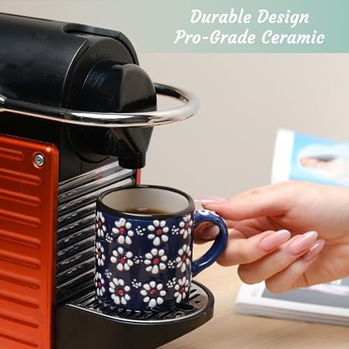 Seramik Espresso Bardakları, 5oz Espresso Bardak Seti 4, El Yapımı Espresso Kupası, 2.75 İnç Espresso Kupaları, Çok Renkli Demitasse Bardaklar, Mikrodalga ve Bulaşık Makinesinde Yıkanabilir Espresso