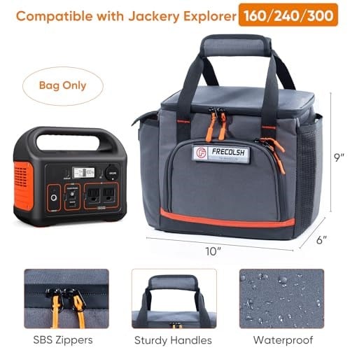 Seyahat Taşıma Çantası, Jackery Explorer 300/240/160 ile Uyumlu, Taşınabilir Güç İstasyonu Saklama Kutusu, Su Geçirmez Alt ve Ön Cepli, Jackery Aksesuarları için Güneş Enerjisi Jeneratörü