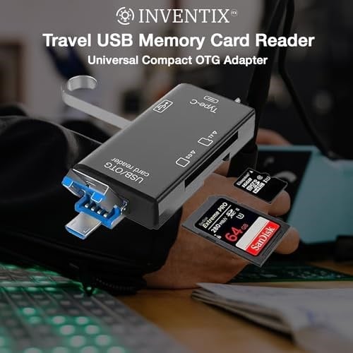 Seyahat USB Bellek Kartı Okuyucu Mikro ve Düzenli SD Kartlar Seyahat için - 6 in 1 Dizüstü Güvenli Dijital Evrensel Kompakt OTG Adaptörü