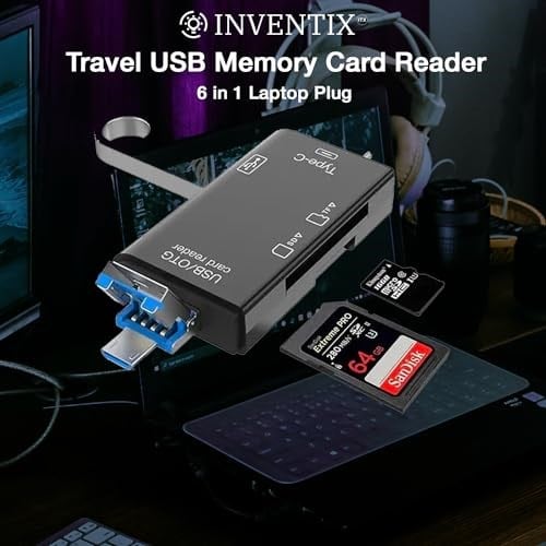 Seyahat USB Bellek Kartı Okuyucu Mikro ve Düzenli SD Kartlar Seyahat için - 6 in 1 Dizüstü Güvenli Dijital Evrensel Kompakt OTG Adaptörü