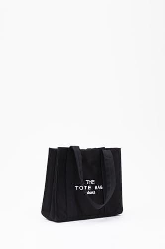 SHAKA U45 Çıt Çıt Kapatmalı The Tote Bag Işlemeli Kanvas Kumaş Günlük Kadın Kol Ve Omuz Çantası 25x30