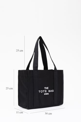 SHAKA U45 Çıt Çıt Kapatmalı The Tote Bag Işlemeli Kanvas Kumaş Günlük Kadın Kol Ve Omuz Çantası 25x30