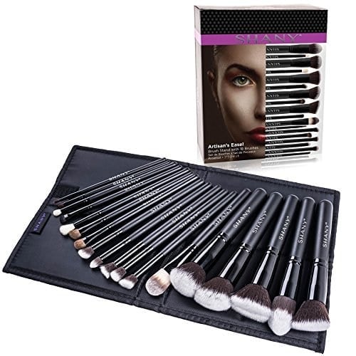 SHANY Artisans Easel – Elite Cosmetics Fırça Koleksiyonu, Komple Kabuki Makyaj Fırçası Seti, Ayaklı Dönüştürülebilir Fırça Tutuculu, 18 parça