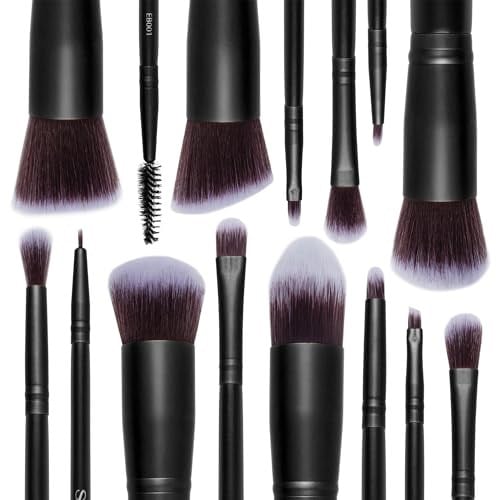 SHANY Black Bombshell 14 Parça Fırça Seti – Elite Cosmetics Fırça Koleksiyonu - Komple Kabuki Makyaj Fırçası Seti Siyah - 14 Parça
