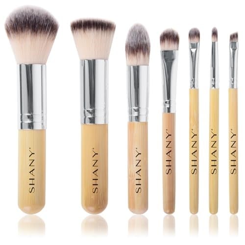 SHANY I love Bamboo - 7 parça Petite Pro Bambu fırça seti, taşıma çantalı