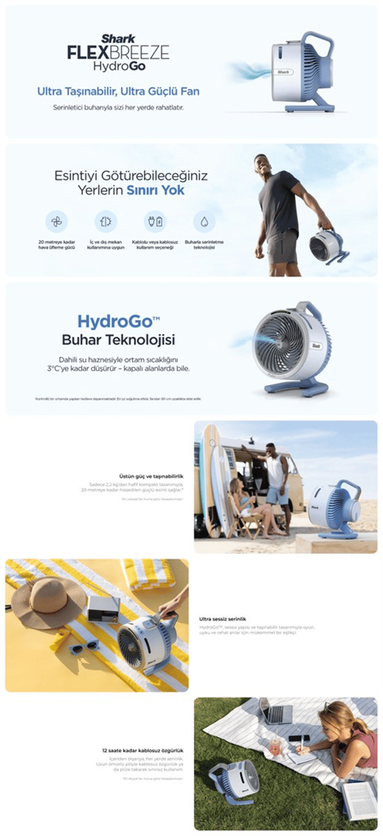 Shark Flexbreeze HydroGo Serinletici Buharlı Fan