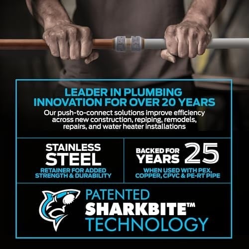 SharkBite Max 1/2 İnç Küresel Vana, Pirinç Tesisat Bağlantısı Bağlantısı için İtin, Su Kapatma, PEX Boru, Bakır, CPVC, PE-RT, HDPE, UR22222A