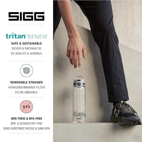 SIGG Total Clear ONE MyPlanet Trinkflasche, BPA-freie und auslaufsichere Trinkflasche, bruchfeste Sport Trinkflasche aus Tritan mit Fruchtfilter