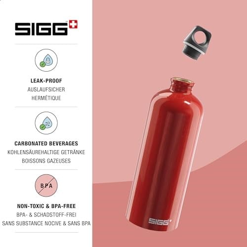 SIGG Traveller içecek şişesi (1 L), zararlı madde içermez ve sızıntı yapmaz içecek şişesi, alüminyum tüy kadar hafif içecek şişesi