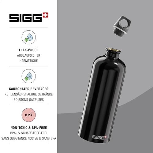 SIGG Traveller içecek şişesi (1 L), zararlı madde içermez ve sızıntı yapmaz içecek şişesi, alüminyum tüy kadar hafif içecek şişesi