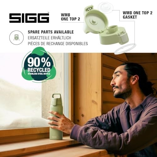 SIGG - Yalıtımlı içecek şişesi – Shield Therm One Eco Green – gazlı içecekler için uygundur – sızdırmaz, bulaşık makinesinde yıkanabilir – BPA içermez –%90 geri dönüştürülmüş paslanmaz çelik – yeşil
