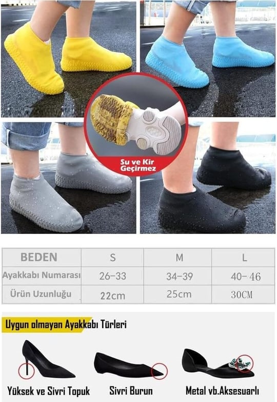 Silikon Ayakkabı Kılıfı Kaymaz Su Kir Geçirmez