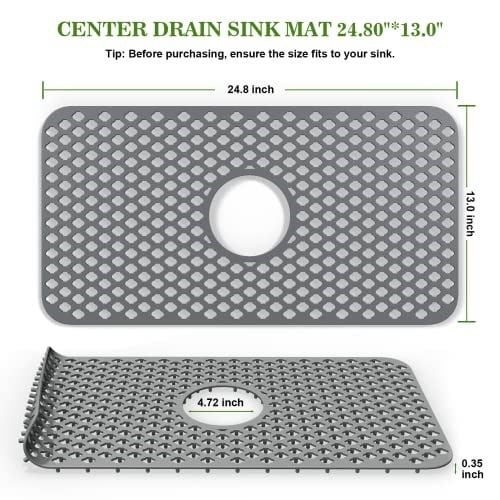 Silikon Lavabo Paspası 63 cm x 33 cm Mutfak Evye Matı Kaymaz, Stabil, Isıya Dayanıklı Mutfak Mutfak Mutfak için Lavabo Koruyucuları Paslanmaz Çelik Lavabo Porselen Kase Banyo Lavabosu