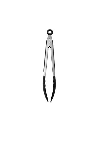 Silikon Uçlu Metal Maşa, 23 cm, Siyah, BPA Free, Yanmaz Yapışmaz Kaplama, Ergonomik Tasarım, Mutfak ve Mangal İçin