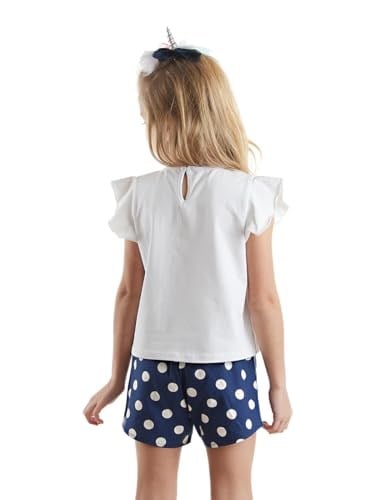 Sim Unicorn Kız Çocuk T-Shirt Poplin Şort Takım