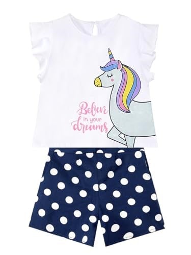 Sim Unicorn Kız Çocuk T-Shirt Poplin Şort Takım