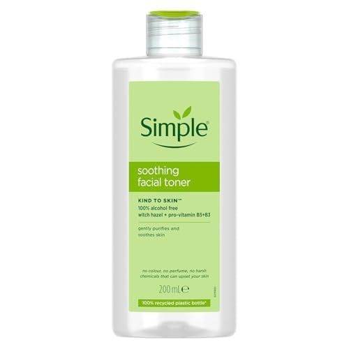 Simple Yatıştırıcı Yüz Toniği,%100 Alkol İçermeyen, Hassas Ciltler İçin, 200ml
