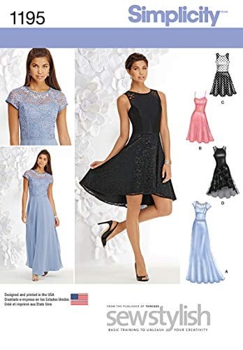 Simplicity 1195 Gece Elbisesi, Kokteyl Elbisesi, Beden 32-40