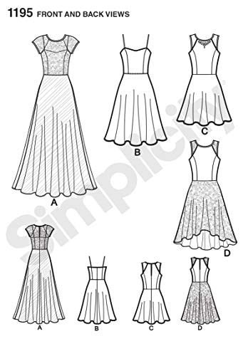 Simplicity 1195 Gece Elbisesi, Kokteyl Elbisesi, Beden 32-40