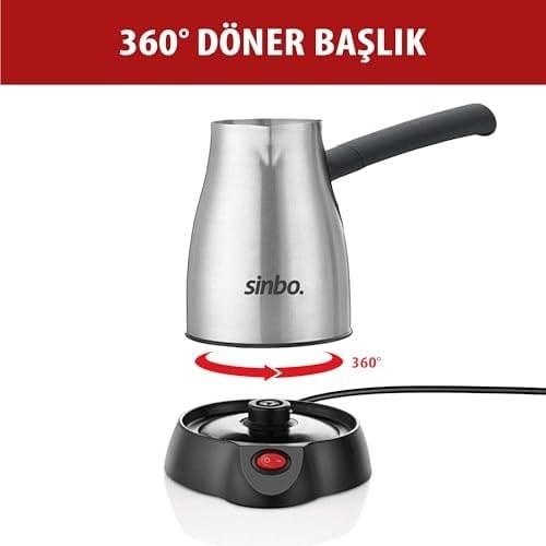 Sinbo SCM-2967 İnox Elektrikli Cezve – 6 Fincan Kapasiteli, Paslanmaz Gövdeli Türk Kahve Makinesi