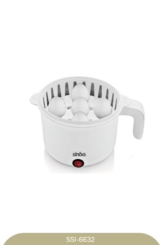 Sinbo SCO-5043 Çok Fonksiyonlu Buharlı Pişirici, 1 Litre, 400W, Cam Kapaklı, Buharda Sebze Pilav Makarna ve Yumurta Pişirme Özellikli Mini Elektrikli Pişirici