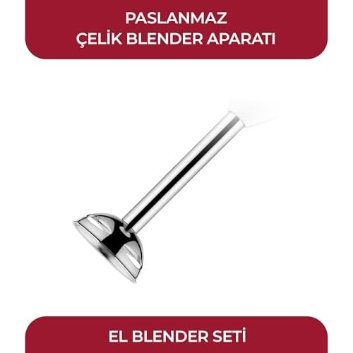 Sinbo SHB-3102 El Blenderi Çubuk Blender, Paslanmaz Çelik Uç, Ölçü Kabı Dahil, Çorba Sos Püre Smoothie Hazırlama, Ergonomik Tutuş, Beyaz