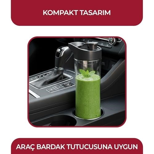 Sinbo SHB-7508 Kırmızı Shake Take One | 300W Taşınabilir Smoothie Blender | 570 ml Spor Şişe - Çelik Bıçaklı Karıştırıcı