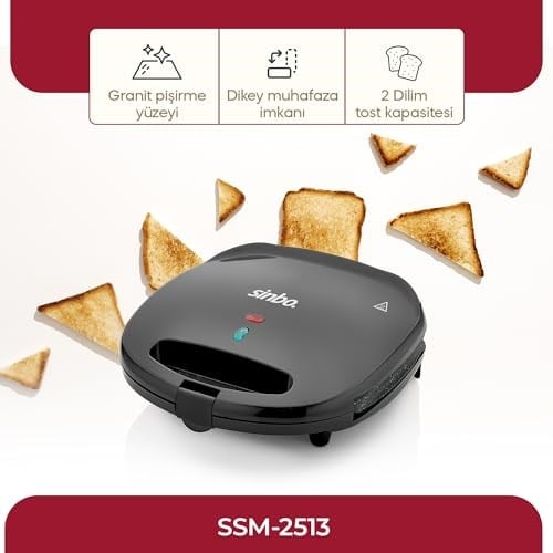 Sinbo SSM-2513 Tost Makinesi 750W Döküm Plakalı – Yapışmaz Yüzey, Termostatlı, Kolay Temizlenebilir, Modern Tasarım