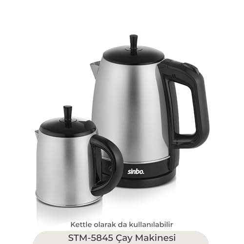 Sinbo STM-5845 Çelik Elektrikli Çay Makinesi Inox Çaycı 2-in-1 Demlik Su Isıtıcı 1600W Otomatik Kapama