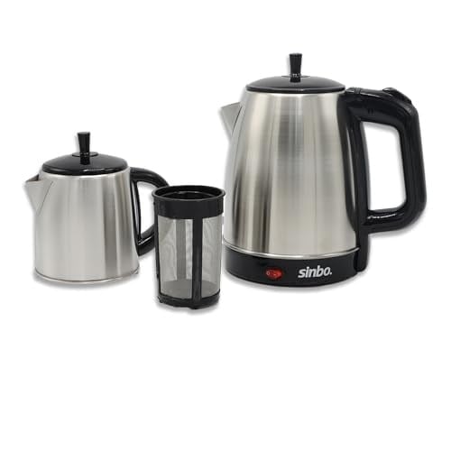 Sinbo STM-5845 Çelik Elektrikli Çay Makinesi Inox Çaycı 2-in-1 Demlik Su Isıtıcı 1600W Otomatik Kapama