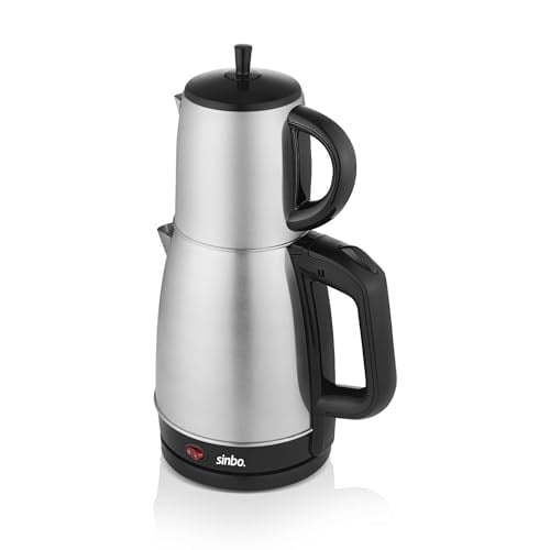 Sinbo STM-5845 Çelik Elektrikli Çay Makinesi Inox Çaycı 2-in-1 Demlik Su Isıtıcı 1600W Otomatik Kapama