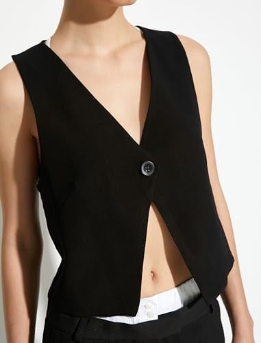Single Buttoned V Neck Vest