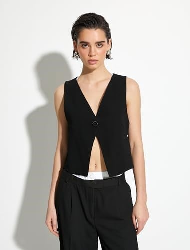 Single Buttoned V Neck Vest