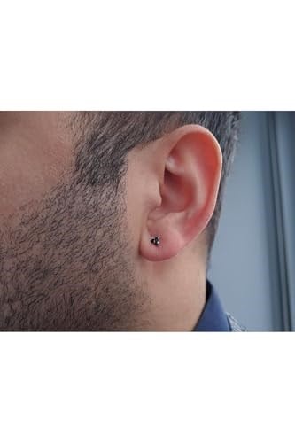 Sirius Pırlanta 3 Taşlı Siyah Pırlanta Erkek Küpesi