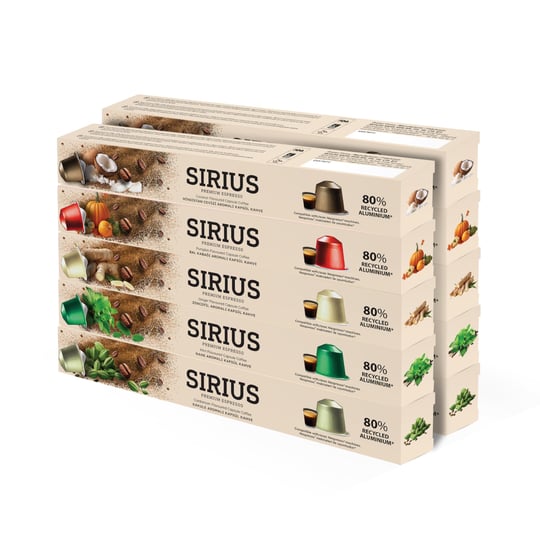 Sirius Premium Aromalı Kapsül Kahve 10lu Set (2xKaramel-2xVanilya-2xÇikolata-2xFındık-2xPortakal)