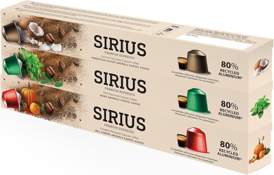 Sirius Premium Aromalı Kapsül Kahve 3lü Set (Bal Kabağı-Nane-Hindistan Cevizi)