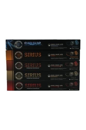 Sirius Premium Kapsül Kahve 5li Set (Lungo, Italy, Ristretto, Smooth, Sport) (5 x 10 Adet)