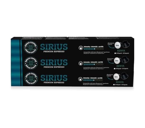 Sirius Premium Single Kapsül Kahve Kenya (Nespresso Uyumlu) 3lü Set (30 Kapsül)