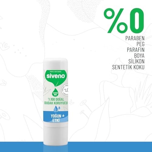 Siveno%100 Doğal Dudak Koruyucu Yoğun Etki Bitkisel Lipbalm Krem Nemlendirici Parlatıcı Onarıcı 6 G