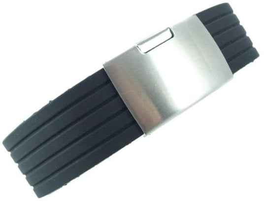 Siyah 1. Kalite Klipsli Kauçuk Silikon Saat Kordonu 20mm 22mm 24mm Akıllı Pimli Saat Kayışı