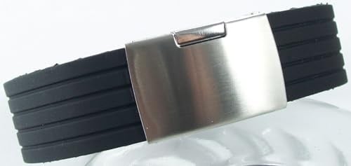 Siyah 1. Kalite Klipsli Kauçuk Silikon Saat Kordonu 20mm 22mm 24mm Akıllı Pimli Saat Kayışı