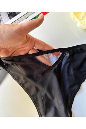Siyah Dantelli Beyaz Kumaş Detaylı Arkası Transparan Tasarım Slip