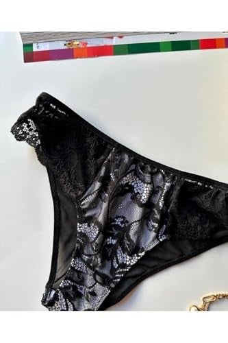 Siyah Dantelli Beyaz Kumaş Detaylı Arkası Transparan Tasarım Slip